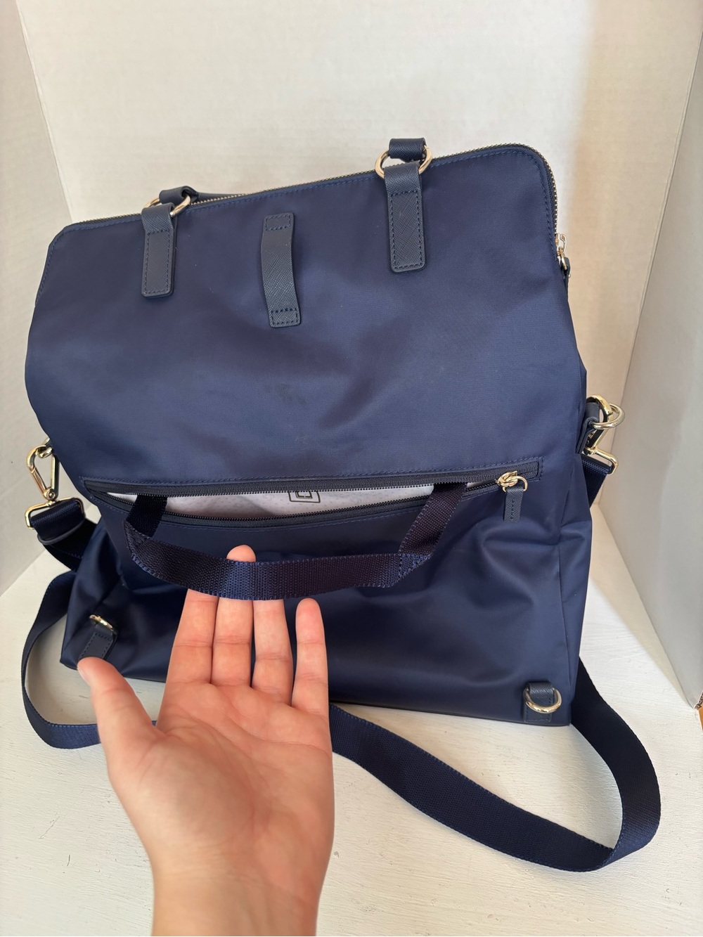 Samsonite Encompass Convertible Tote Backpack Laptop Travel Bag Navy Blue - Picture 8 of 9